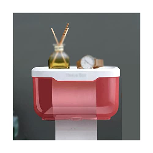 Stainless Steel Toilet Paper Holder，Recessed Toilet Paper Holder，Plastic Tissue Box Cover Tissue Cover with lid Bathroom Home Paper Holder Boxes Storage Box(Pink) - size: Pink