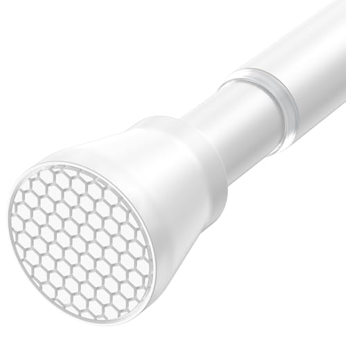 Tension Curtain Rod 28 to 48 Inches, White Tension Rod Adjustable Curtain Rod Non-Slip Shower Curtain Rod No Drill Shower Rod Spring Tension Shower Curtain Rod Bathroom Curtain Rod - color: White, size: 28-48 inch