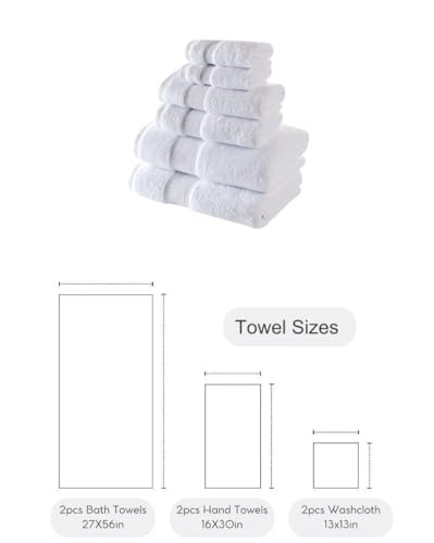 BAGNO MILANO Turkish Towels Hotel-Spa Towel Set, 100% Turkish Cotton | Ultra Soft Plush Absorbent Towels Set (White, Towel Set of 6) - color: White, size: Towel Set of 6