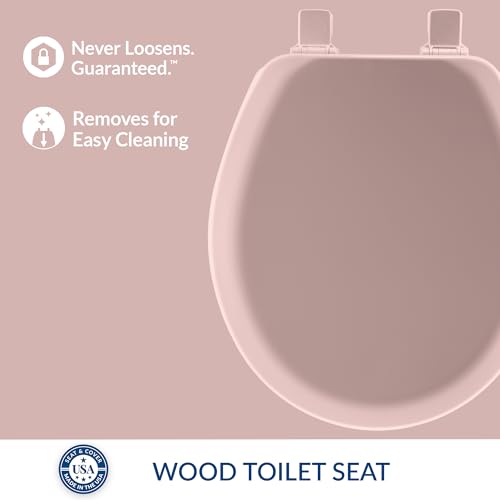 Mayfair Cameron Pink Toilet Seat, Non Slip Heavy Duty Wood, Easy Clean, Made in USA, Round - color: Pink, size: Round