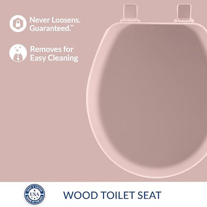 Mayfair Cameron Pink Toilet Seat, Non Slip Heavy Duty Wood, Easy Clean, Made in USA, Round - color: Pink, size: Round