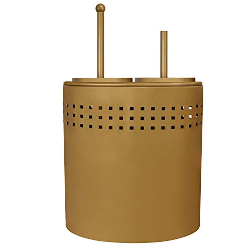 Blue Donuts Toilet Brush and Plunger Set with Holder, Modern Gold Bathroom Accessories Toilet Plunger and Toilet Bowl Brush Combo - color: Gold