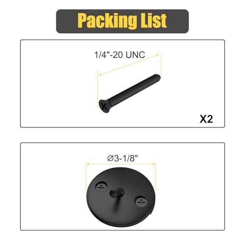 Trip Lever Bathtub Overflow Faceplate, Matte Black | Trip Levers Tub Overflow Drains Cover with Matching Screws - color: Black Cover