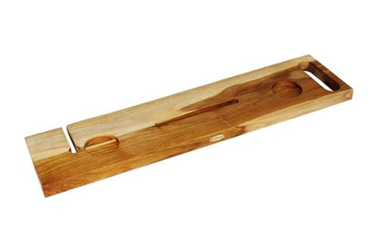 EcoDecors Eleganto 36" Live Edge Solid Teak Bath Caddy Tray with Handle, Book & Tablet Holder, Wine Glass Holders, Luxury Bathtub Tray - style: 36" Live Edge