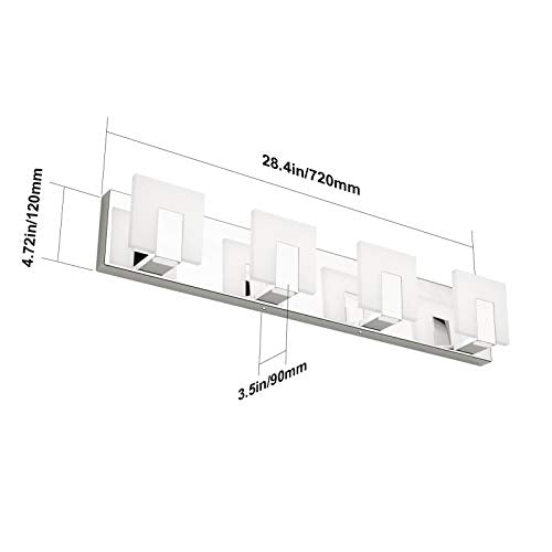 Aipsun 4 Lights Dimmable Modern LED Vanity Light for Bathroom Frosted White Acrylic Chrome Up and Down Bathroom Wall Light Fixtures Over Mirror(White Light 6000K) - size: 4 Lights