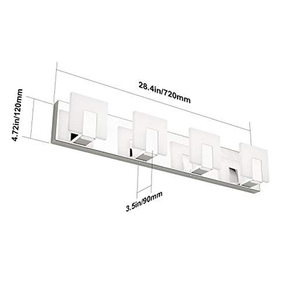 Aipsun 4 Lights Dimmable Modern LED Vanity Light for Bathroom Frosted White Acrylic Chrome Up and Down Bathroom Wall Light Fixtures Over Mirror(White Light 6000K) - size: 4 Lights