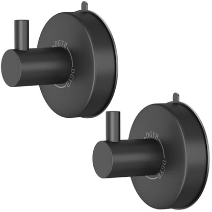 DGYB Suction Cup Hooks - Set of 2 Towel Hooks for Bathrooms - SUS 304 Stainless Steel - Grey - 15 Lb Capacity - color: Brushed Grey