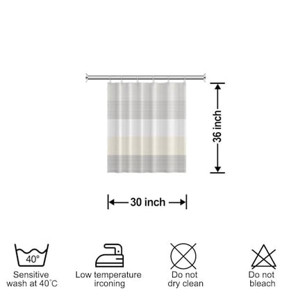 Boho Beige Brown Striped Small Bathroom Window Curtain 30" Wx36 L | Gray Bohemian Geometric, Polyester Waterproof, Machine Washable, Kitchen Dishwasher Cabinet , Easy to Install with 6 Hooks - color: Beige, size: 30"W x 36"L (Pack of 1)