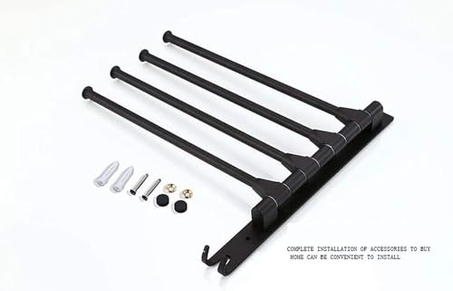 Towel Rails Space Aluminum Towel Rack, Wall Mounted Towel Rack Swivel Bars with Hooks Bathroom Rotating Towel Bar Towel Holder (Color : Black, Size : 2 Arms) - size: 2 Arms