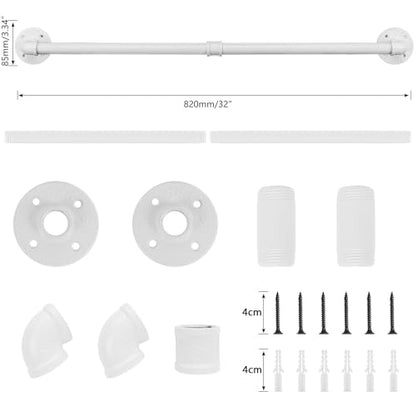 Industrial Pipe Towel Rack Towel Bar, Heavy Duty Wall Mounted Rustic Farmhouse Bath Towel Holder for Bathroom (White, 32 inch) - color: White, size: 32 inch