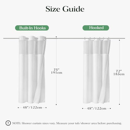 White Hook Free Waffle Shower Curtain & Snap-in Fabric Liner,48x75 | Less Time to install, 3 in 1 Fabric Shower Curtain and Liner Set with Magnets, Stall, Shower Curtains for Bathroom - color: A White, size: 48"W x 75"L (Pack of 1)