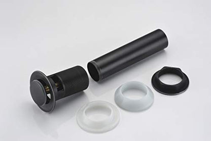 SUMERAIN Pop Up Drain Stopper with Overflow, Matte Black Finish | Solid Brass, Bathroom Sink Drain, Tool-Free Installation - size: S7306O