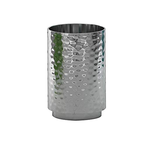 nu steel Majestic Hammered Stainless Steel Tumbler Cup for Bathroom Vanity Countertops for Rinsing, Drinking, Storing Dental Accessories and Organizing Makeup Brushes, Eye Liners - Shiny