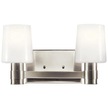 Kichler Adani 2-Light Bathroom Vanity Light, Brushed Nickel | Modern vanity light with opal glass for bathrooms and powder rooms (14.5" x 8.25"), 55175NI - color: Brushed Nickel, size: 14.5"