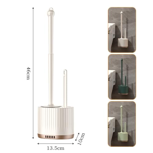 2 in 1 Toilet Bowl Brush Plunger Set,Toilet Brush and Holder Set Toilet Bowl Brush with Tweezers Long Handle,Ventilation Slots Base,Toilet Cleaner Brush for Bathroom Deep Cleaning - color: Dark Green
