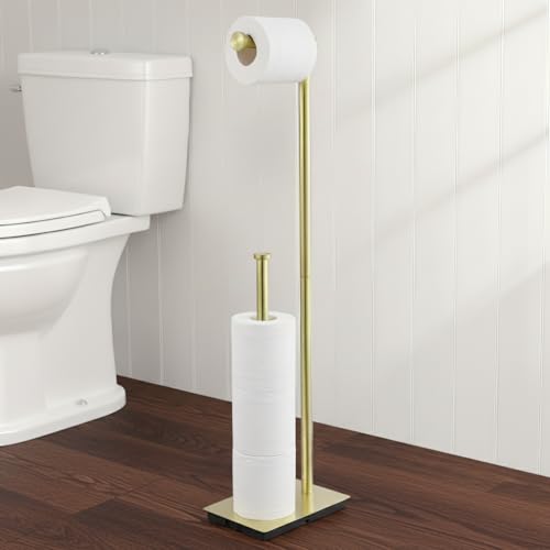 KES Free Standing Bathroom Toilet Paper Roll Holder with Storage | Toilet Paper Holder Stand with Weighted Base, SUS304 Stainless Steel Brushed Gold, BPH286S1B-BZ - color: Brushed Gold