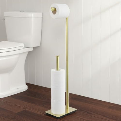 KES Free Standing Bathroom Toilet Paper Roll Holder with Storage | Toilet Paper Holder Stand with Weighted Base, SUS304 Stainless Steel Brushed Gold, BPH286S1B-BZ - color: Brushed Gold
