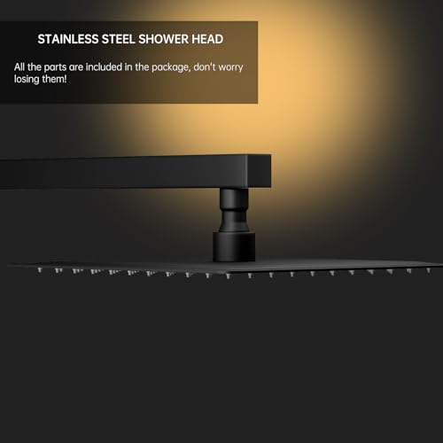 BESy All Metal 10 Inch Square Rainfall Shower Head with 2 In 1 Handheld Spray Combo Shower Sytem Shower Faucet Fixturer Showerhead Rain Set Hand Held Sprayer with Adjustable Slide Bar Brass Black