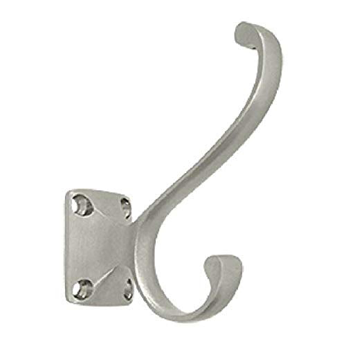Deltana CAHH35U15 Solid Brass Heavy Duty Coat and Hat Hook, Satin Nickel, 3 3/8" Height - color: Satin Nickel