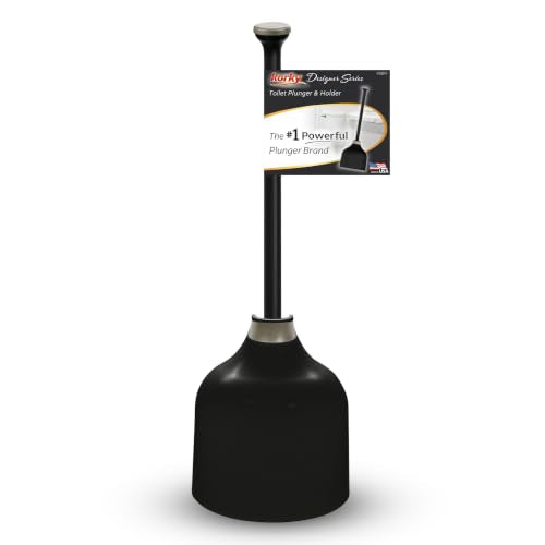 Korky Black Toilet Plunger and Holder – Fast Clog Removal - Made in USA - color: Black