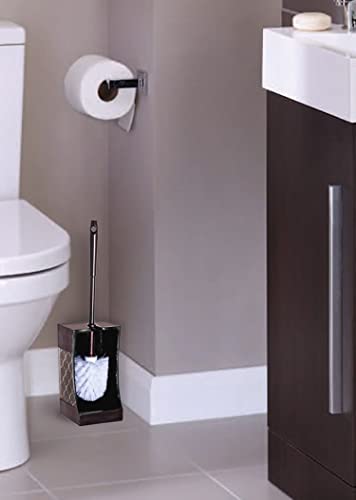 Dahlia Brown Toilet Brush with Holder Set - Bathroom Toilet Bowl Brush and Holder - Decorative Toilet Cleaner Brush - Good Grip Toilet Bowl Scrubber - color: Light Brown/ Dark Brown