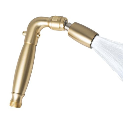 High Sierra® Solid Lead-Free Metal Handheld Shower Head, Built-in Trickle Valve, Patented single Nozzle Never Clogs. Shower Hose and Holder Not Included. Ultra Low Flow 1.5 GPM. Brushed Gold - color: Brushed Gold, size: 1.5 GPM
