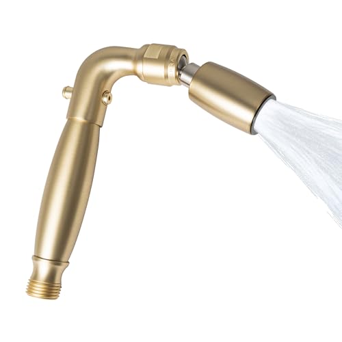High Sierra® Solid Lead-Free Metal Handheld Shower Head, Built-in Trickle Valve, Patented single Nozzle Never Clogs. Shower Hose and Holder Not Included. Low Flow 1.8 GPM. Brushed Gold - color: Brushed Gold, size: 1.8 GPM