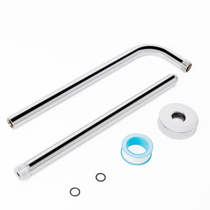 Shower Arm with Flange and Teflon Tape, Wall Mounted Shower Pipe 304 Stainless Steel Extension Arm for Fixed Shower Head & Handheld (24 Inch, Chrome) - color: Chrome, style: 24 Inch