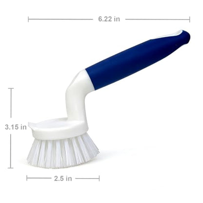 CELOX 2 Pack Dish Brush, Dishwashing Scrubber & Scraper with Handle, Wand, Kitchen Scrub Brush for Sink Grout Cleaning - color: Blue-a