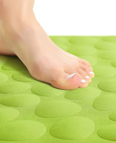 Bligli Bathtub Mat Non Slip, 16x40 inch Extra Long Bath Tub Mat with Strong Suction Cups, Soft Rubber Bathroom Floor Mat, Machine Washable, 100% BPA Free (Green) - color: Green, size: 40" x 16" (Rectangular)