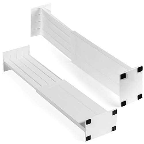 Dial Industries Adjustable Dresser Drawer Clothes Organizer Dividers, Set of 2, 4.5" Deep | Slides apart to fit drawers of any length, Separates socks, underwear and small items, Great for bedroom or bathroom drawers - size: 4.5 in Deep, (Set of 2)