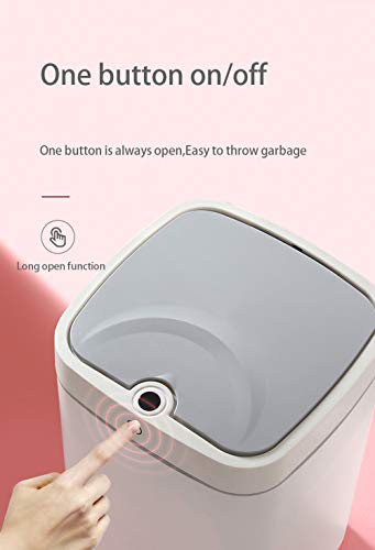 Sensor Trash Can Automatic Trash Can Garbage Can 4.7 Gallon Metal Touchless Automatic Pearl White Waste Bin for Office Bathroom