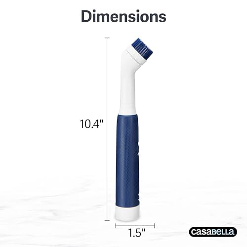 Casabella Handheld Spin Detail Scrubber, AA Battery Powered, 3 Brush Heads, White - style: Detail