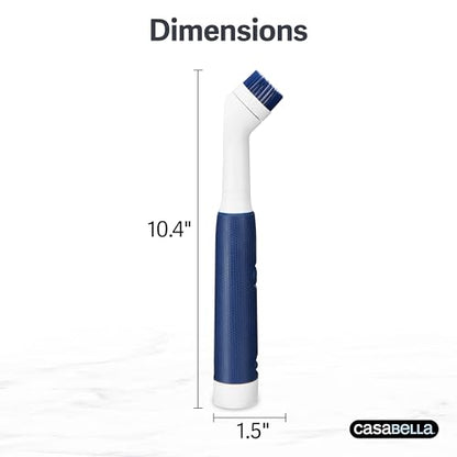 Casabella Handheld Spin Detail Scrubber, AA Battery Powered, 3 Brush Heads, White - style: Detail