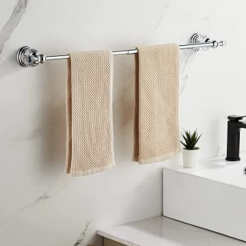 WINCASE Chrome Towel Bar 24 Inch, Adjustable Crystal Towel Rack, Silver Single Towel Holder for Bathroom Wall Mounted Modern - color: Chrome Towel Bar