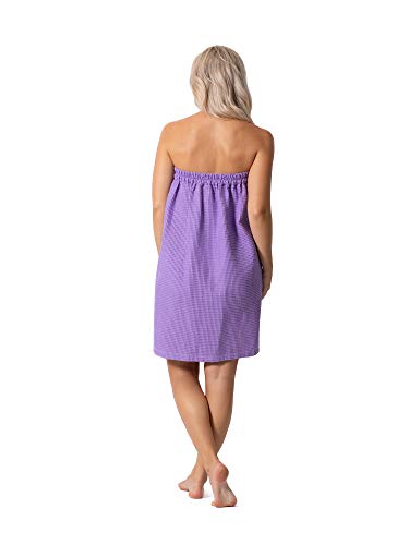 Robe Direct Quick Dry, Lightweight Waffle Spa/Bath Wrap with Adjustable Closure & Elastic Top - color: Lavender, size: Large-X-Large