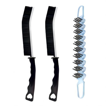 Crevice Cleaning Brush Set Grout Scrub Cleaning Tools 3 Pcs Black/Blue - color: Black&blue