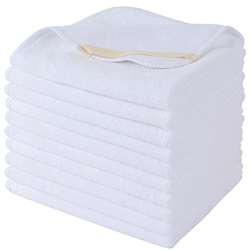 Microfiber Facial Cloths Fast Drying Washcloth 12inch x 12inch White 10 pack - color: White, size: 1 Count (Pack of 10)