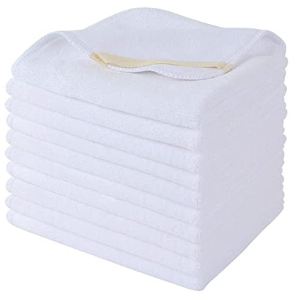 Microfiber Facial Cloths Fast Drying Washcloth 12inch x 12inch White 10 pack - color: White, size: 1 Count (Pack of 10)