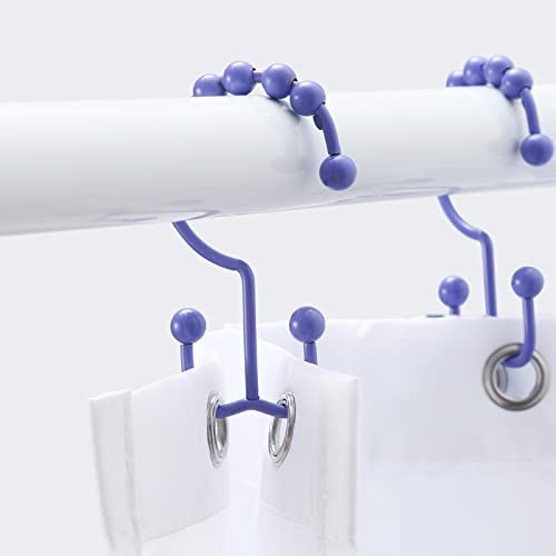 Shower Curtain Hooks, Goowin Shower Curtain Rings, Stainless Steel Shower Curtain Hooks Rust Proof Free Sliding Double Shower Hooks for Curtain, Shower Curtains & Liners (Purple) - color: Purple
