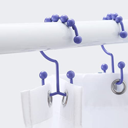 Shower Curtain Hooks, Goowin Shower Curtain Rings, Stainless Steel Shower Curtain Hooks Rust Proof Free Sliding Double Shower Hooks for Curtain, Shower Curtains & Liners (Purple) - color: Purple