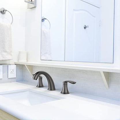 Bathroom Sink Faucet, Faucet for Bathroom Sink, Widespread Gun Grey Bathroom Faucet 3 Hole with Plastic Pop-Up Drain and cUPC Lead-Free Hose - (Gun Grey 2 Packs) - color: Gun Grey, size: 8 inch 2 packs