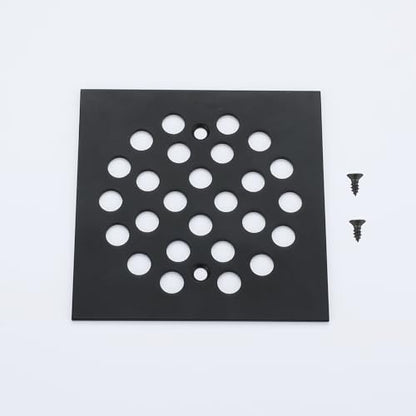 Square Style 4-1/4 inch Screw-in Shower Drainer Cover Floor Drainer Grates with Screws Black - color: Black