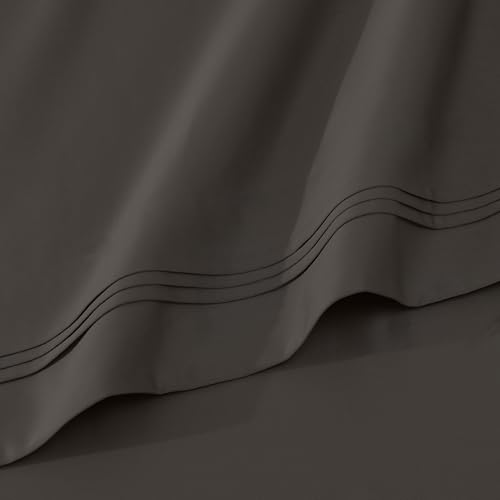SUPERIOR Egyptian Cotton 4 Piece Sheet Set, Luxury 1000 Thread Count, Modern Design, Sustainable Sheets, Ultra-Soft Basics, Solid, Deep Pocket Fitted Sheet, Flat Sheet, Pillowcases, Queen, Charcoal - color: Charcoal, size: Queen