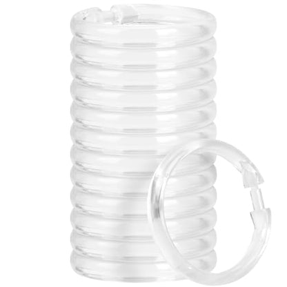 Shower Curtain Rings-12 Pack- Plastic Shower Curtain Hooks O-Shaped Rings Hook Glide Easily on Bathroom Shower Rod(Clear)