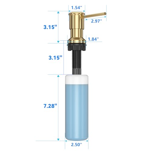 Dish Soap Dispenser, Kitchen Sink Soap Dispenser Pump with 17 OZ Bottle, Refill from The Top, Wide Pump Head Base (Golden) - color: Gold, size: With Bottle