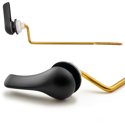 Qualihome Matte Black Finish Side Mount Toilet Handle Replacement Kit, Universal Toilet Tank Flush Lever Fits Most Standard Side-Mount Toilet Tanks - color: Black
