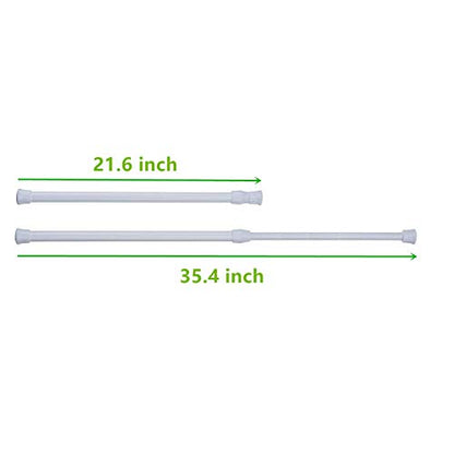 4 Pack Tension Rods, 21.6-35.4 Inch Adjustable Spring Steel Cupboard Bars Tension Curtain Rod Shower Rod Extendable Width (White) - color: White, size: 21.6-35.4 inch