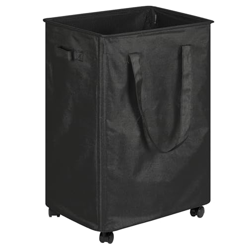 efluky Slim Laundry Hamper with Wheels, Rolling Laundry Basket for Clothes, Small Laundry Basket for Bedroom, Dorm and Laundry Room, 90L (19.8 Gallons) Black - color: Black, size: 90L