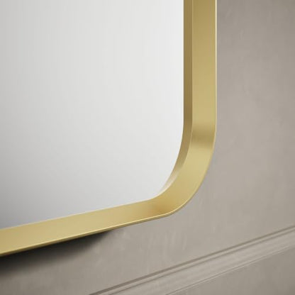 Kohler Essential 30 in. W x 45 in. H Rectangular Framed Wall Mount Bathroom Vanity Mirror in Moderne Brushed Gold - color: Modern Brushed Gold, size: 45"L x 30"W, style: Rectangle